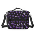 thumbnail image 2 of Butterfly and Purple Black Pattern Insulated Lunch Bag with Shoulder Strap and Bottle Holder,Bento School Lunch Bag Box,11x9.5x3.5 Inches, 2 of 5