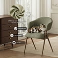 thumbnail image 3 of EOP Dining Chairs Set of 4, Mid Century Modern Fabric Kitchen Arm Chairs, Upholstered Dining Room Chairs with Iron Legs, Padded Seat for Living Room, Restaurant, Cafe, Green, 3 of 7