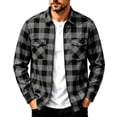 thumbnail image 2 of IhhxPro Men's Cotton Long Sleeve Button down Shirt Red and Black Plaid Zip-Up with Pockets Lumberjack Style Casual Flannel Work Relaxed Fit S-2XL, 2 of 8
