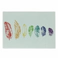 thumbnail image 1 of Nature Cutting Board, Group of Ink Drawing Style with Rainbow Feathers Natural Art Print, Decorative Tempered Glass Cutting and Serving Board, Small Size, Red Green Purple, by Ambesonne, 1 of 1