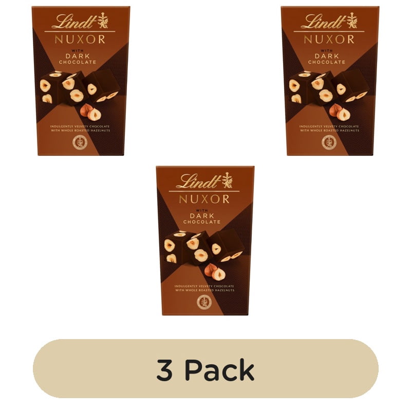 Lindt NUXOR Dark Gianduja Chocolate with Hazelnuts 150g, British Import (Pack of 3)