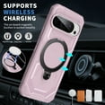 thumbnail image 5 of Magnetic Invisible 360° Rotatable Ring Kickstand for Google Pixel 9 Pro XL Phone Case,Compatible with MagSafe,Military-Grade Protection Shockproof Rugged Heavy Duty Phone Case Cover,Pink, 5 of 6