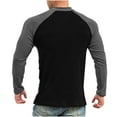 thumbnail image 4 of Dagegui Men's Crew Neck Baseball Shirts Patchwork Raglan Long Sleeve Tops Cotton Pullover Slim Fit Running Athletic Tee Black XXL, 4 of 5