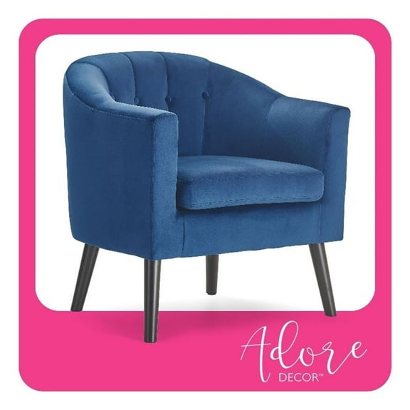 Adore Decor Ivey Modern Tufted Velvet Accent Tub Chair in Blue