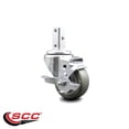 thumbnail image 2 of 3 Inch Gray Polyurethane Wheel Swivel 3/4 Inch Square Stem Caster with Brake, 2 of 2