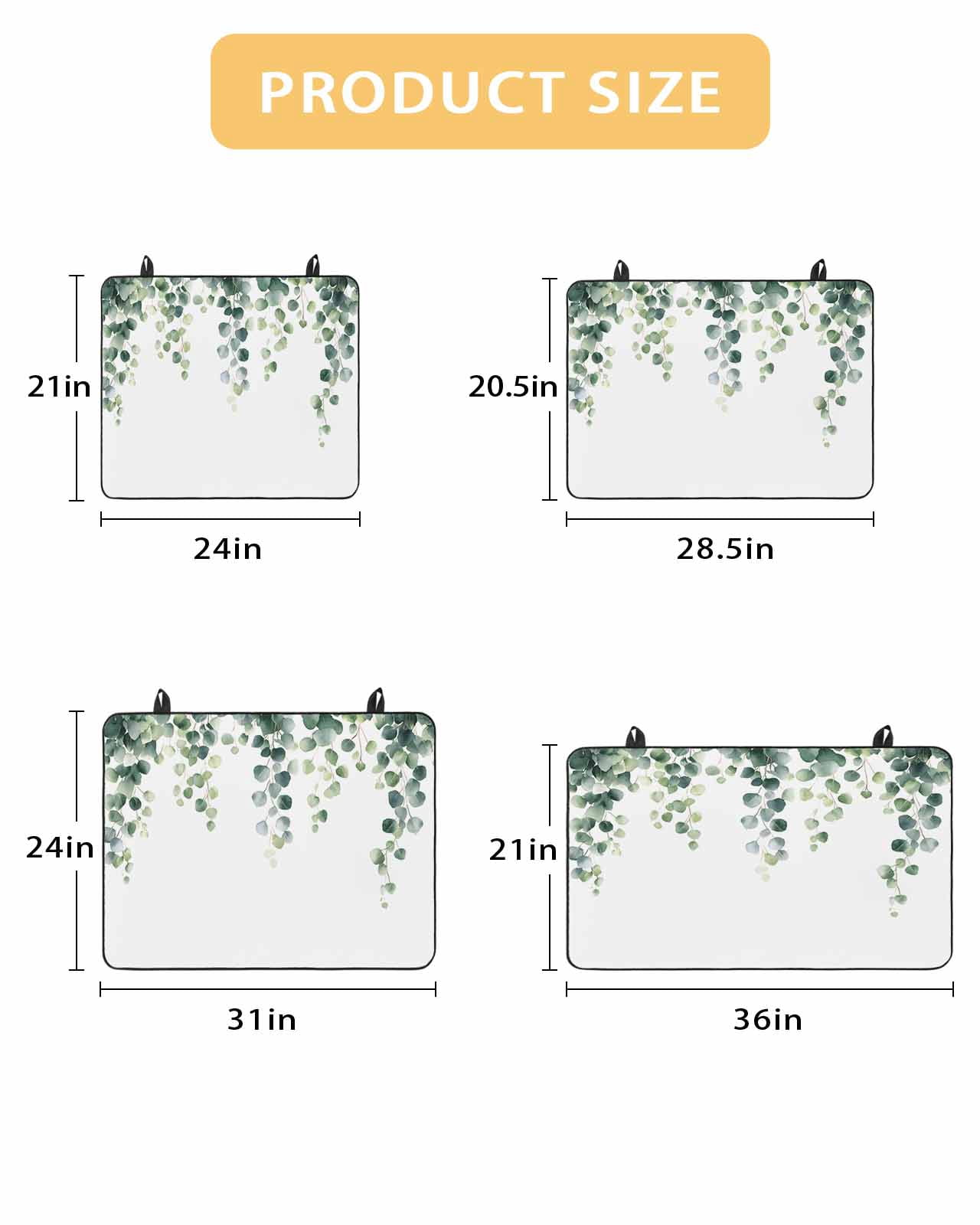 nqOlkjepod Large Induction Cooktop Protector Mat 36"x21", Green Leaves Stove Top Covers for Electric Stove, Watercolor Spring Eucalyptus Branches Stove Burner Cover Mats, Glass Top Stove Cover