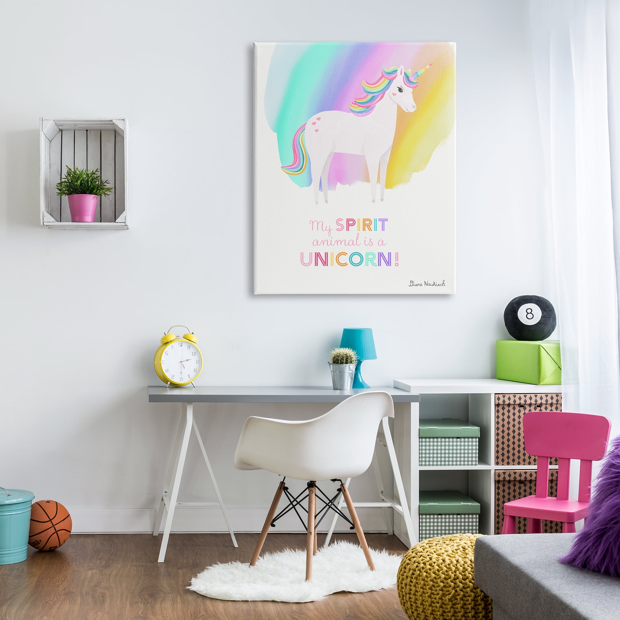 Stupell Industries Unicorn Spirit Animal Vivid Fantasy Rainbow Pony Graphic Art Gallery Wrapped Canvas Print Wall Art, Design by Diane Neukirch