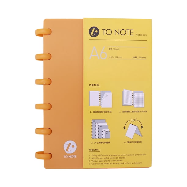 KW-trio portátil A6 tapa dura hoja suelta diario cuaderno escritura recargable