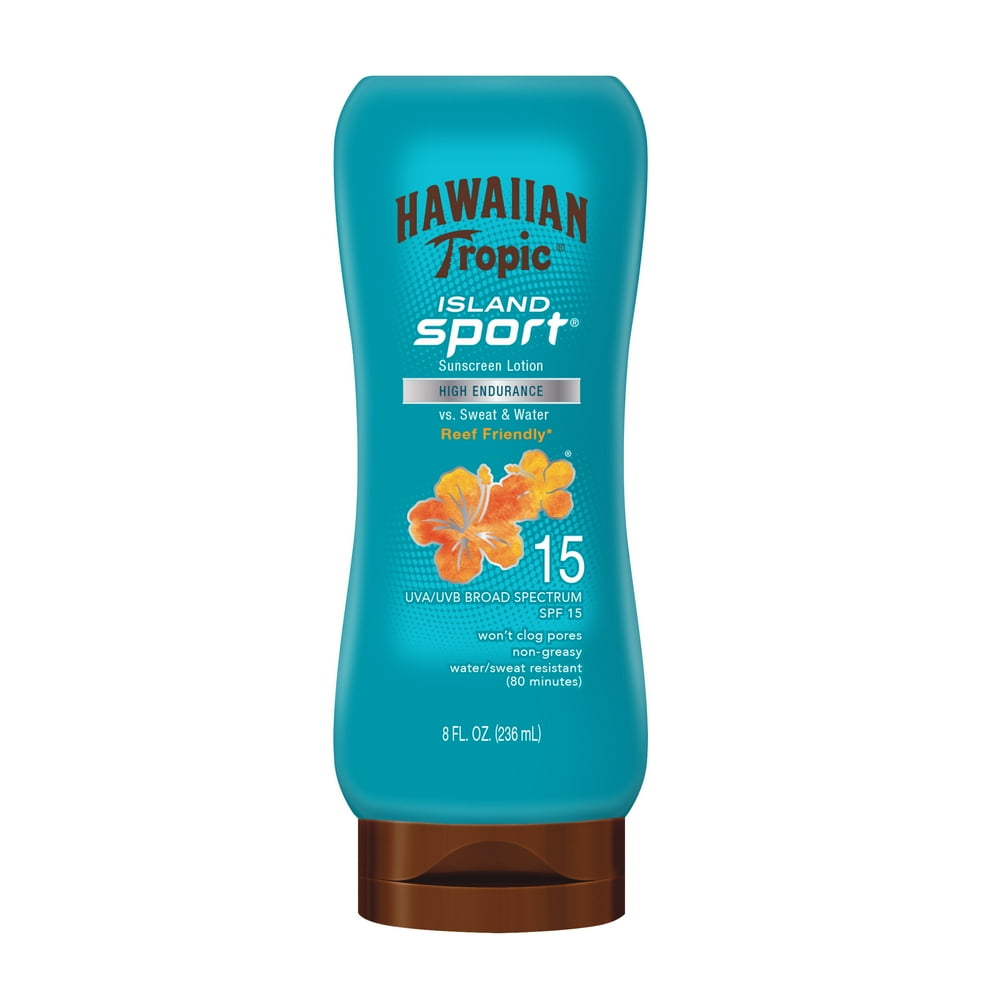 Hawaiian Tropic Island Sport Lotion Sunscreen SPF 15, 8 oz Walmart