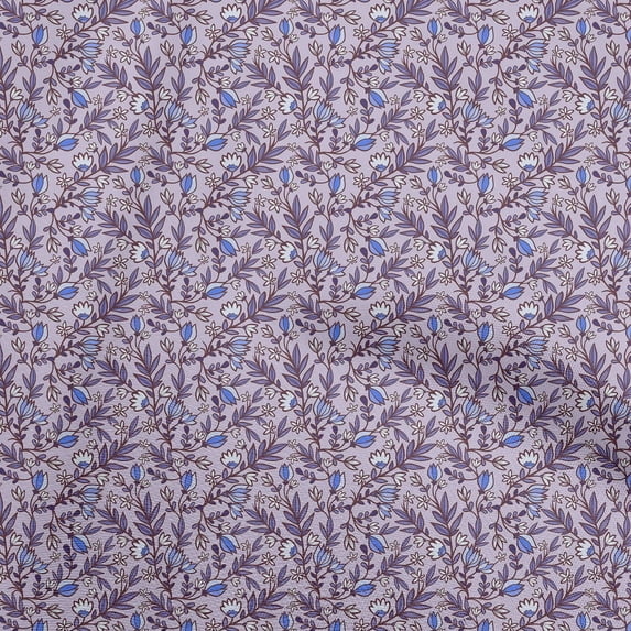 oneOone Cotton Silk Purple Fabric Floral Retro Quilting Supplies Print Sewing Fabric By The Yard 42 Inch Wide