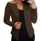 thumbnail image 2 of Blazer de moda para mujer, blusas de color liso, manga larga, cuello en V, chaqueta de traje informal, blusa de poliéster para mujer, 2 of 6