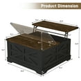 thumbnail image 2 of ANPOO 36" Movable Lift Top Coffee Table with Storage & Power Outlets, Farmhouse Square Coffee Table w/Wheels & Large Hidden Space, Wooden Center Table for Living Room(Black/36"), 2 of 9