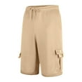 thumbnail image 4 of TQWQT Mens Khaki Sweat Shorts Dressy Casual Bermuda Shorts Drawstring Elastic Waist Sweatshorts Athletic Workout Gym Big and Tall Cargo Shorts with 5 Pockets Khaki XL, 4 of 6