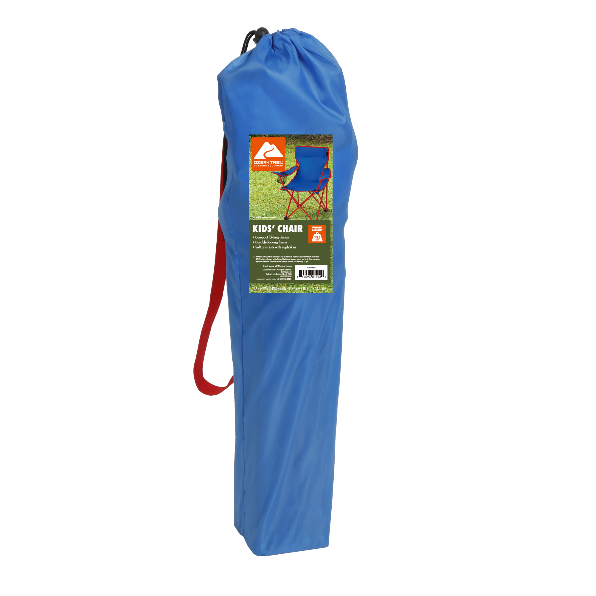 Silla de campamento cuadrada para niños Ozark Trail con portavasos, azul 2