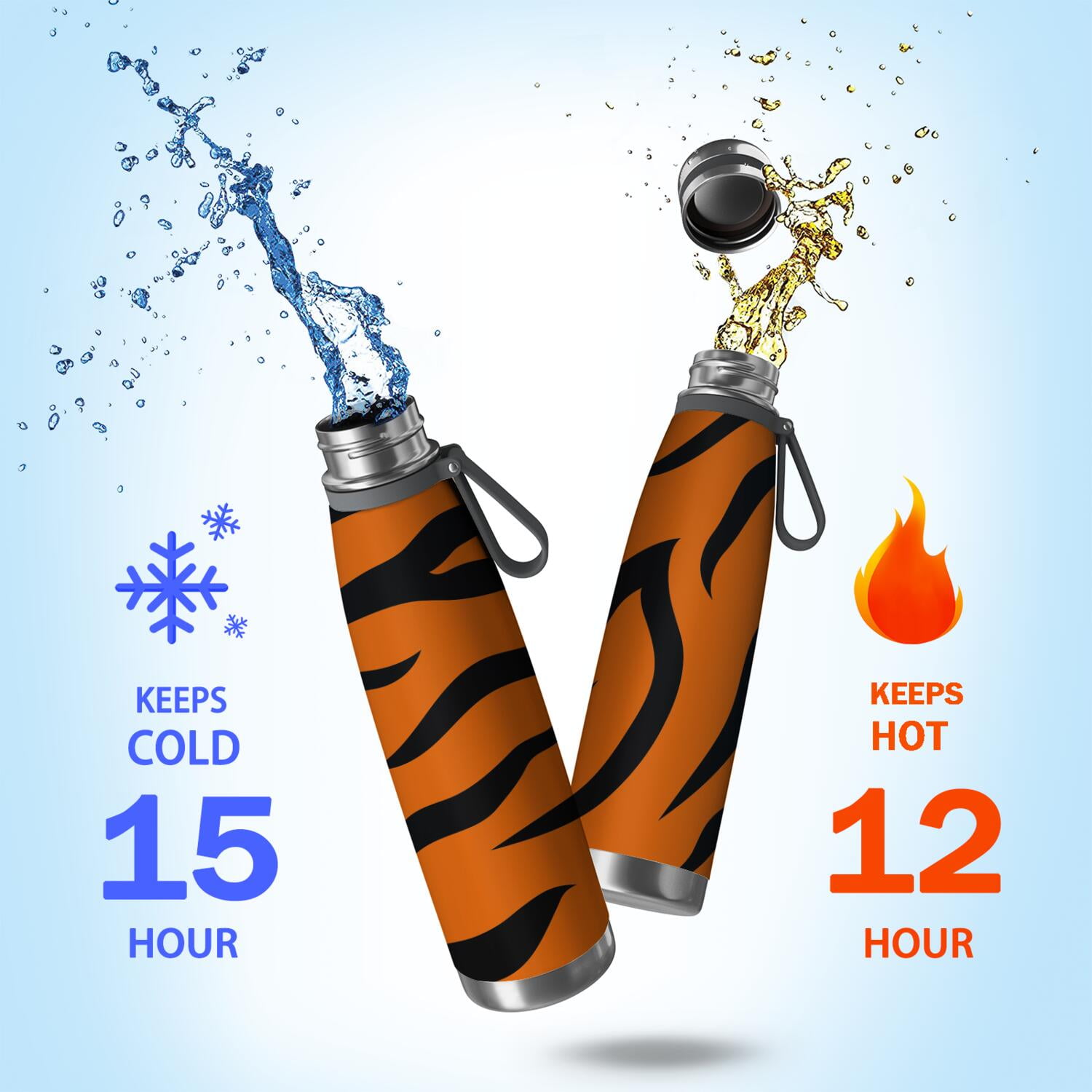29oz Insulated Water Bottle with Tea Infuser, Stainless Steel Travel Mug, Animal Leopard Print