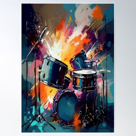 Abstract Drum Digital Print Poster Wall Art, Modern Wall Decor For Living Room Bedroom, 12x18 UNFRAMED