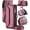Burgundy, variant on for iPhone 13 Case, Crossbody Wallet Phone Case with RFID Blocking Kickstand, Anti-Drop Wireless Charging Card Slots, PU Leather Shoulder Bag Clutch Adjustable Strap