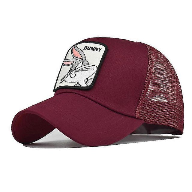Gorra de béisbol Yashi con bordado de animales para hombre y mujer Conejo rojo vino Talla única