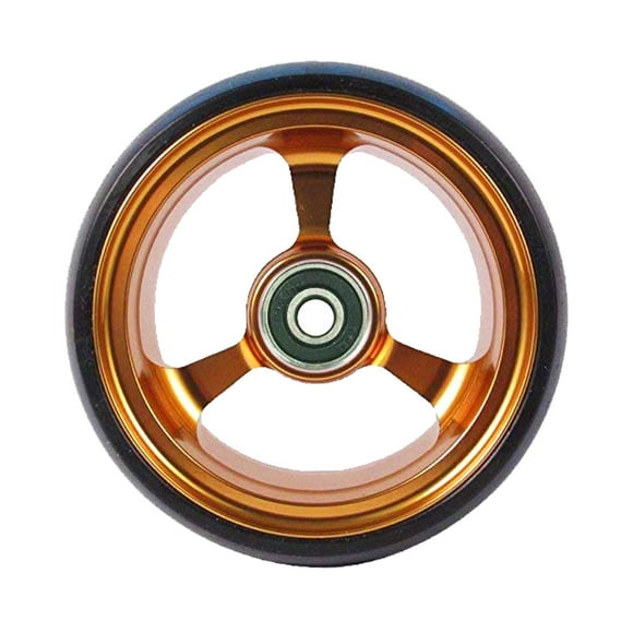 RIANT WHEEL , 4 X 1.4 Pouces, Roues en PU, Roulettes de Fauteuil Roulant, Jante en Aluminium, une Paire (Or)