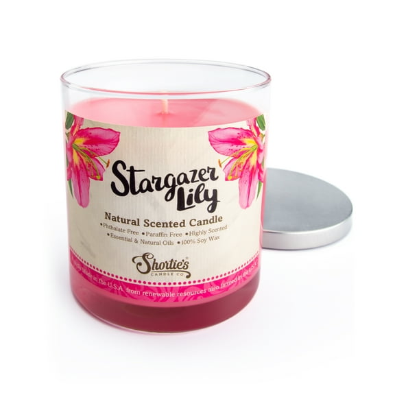 Stargazer Lily Scented Natural Soy Candle, Essential Fragrance Oils, 100% Soy, Phthalate & Paraben Free, Clean Burning, 9 Oz.