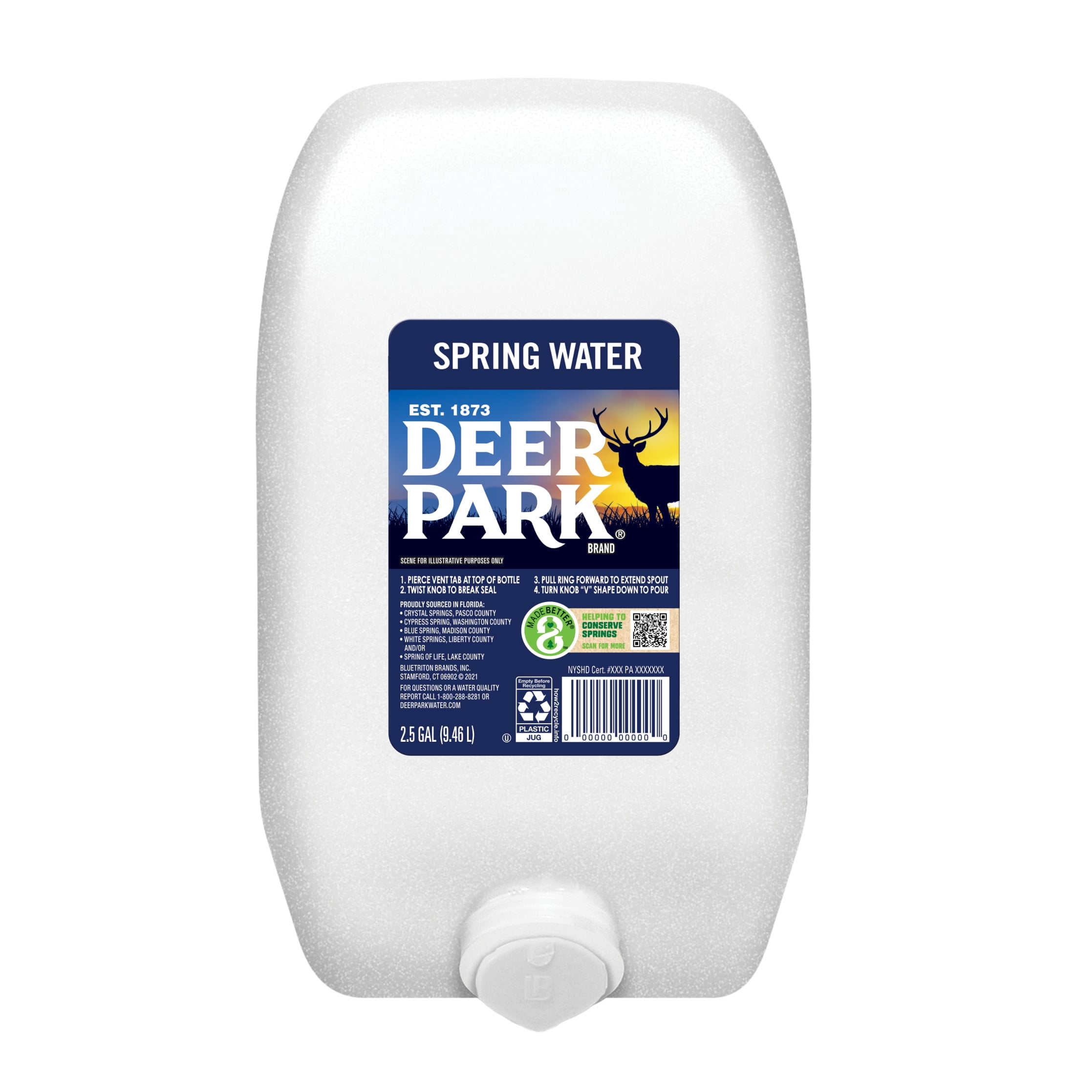 Deer Park Spring Water, 2.5 gal, Single Plastic Jug
