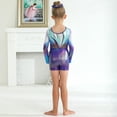 thumbnail image 4 of Ingzy Girls Gymnastics 3-Piece Leotard Set - Long Sleeve Sparkly Rhinestone Outfit with Shorts & Hairband | Ballet Dance Biketard Activewear for 5-12 Years, 4 of 9