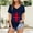 Dark Blue, variant on Womens Tshirts Union Jack Print Short Sleeve V Neck Basic Top Womens Tees Grey XL