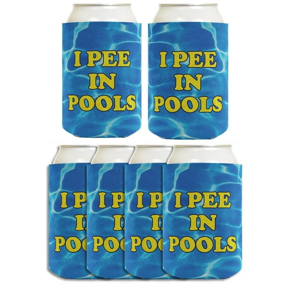 Funny Beer Coolie I Pee In Pools Gag Gift BBQ Swim New Pool 6 Pack Can Coolies