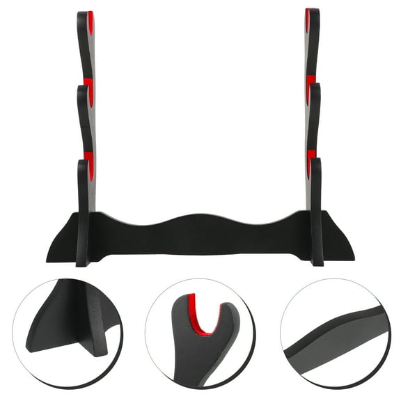 GOOHOCHY Swords Rack for Household Sword Holder Black Wood Material 1Set