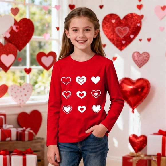 Blusas y camisas de manga larga con cuello redondo Camisas con estampados de manga larga Cuello redondo lindo Blusas casuales elegantes Ropa Camisas de cuello redondo Niña Top de poliéster