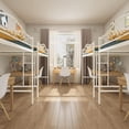 thumbnail image 4 of Ourlova Twin Size Metal Loft Bed with Ladder and Guardrail- Heavy Duty- 400 Lbs Capacity- No Box Spring Needed- Easy Assembly- Beige - Functional Loft Bed Frame, 4 of 7