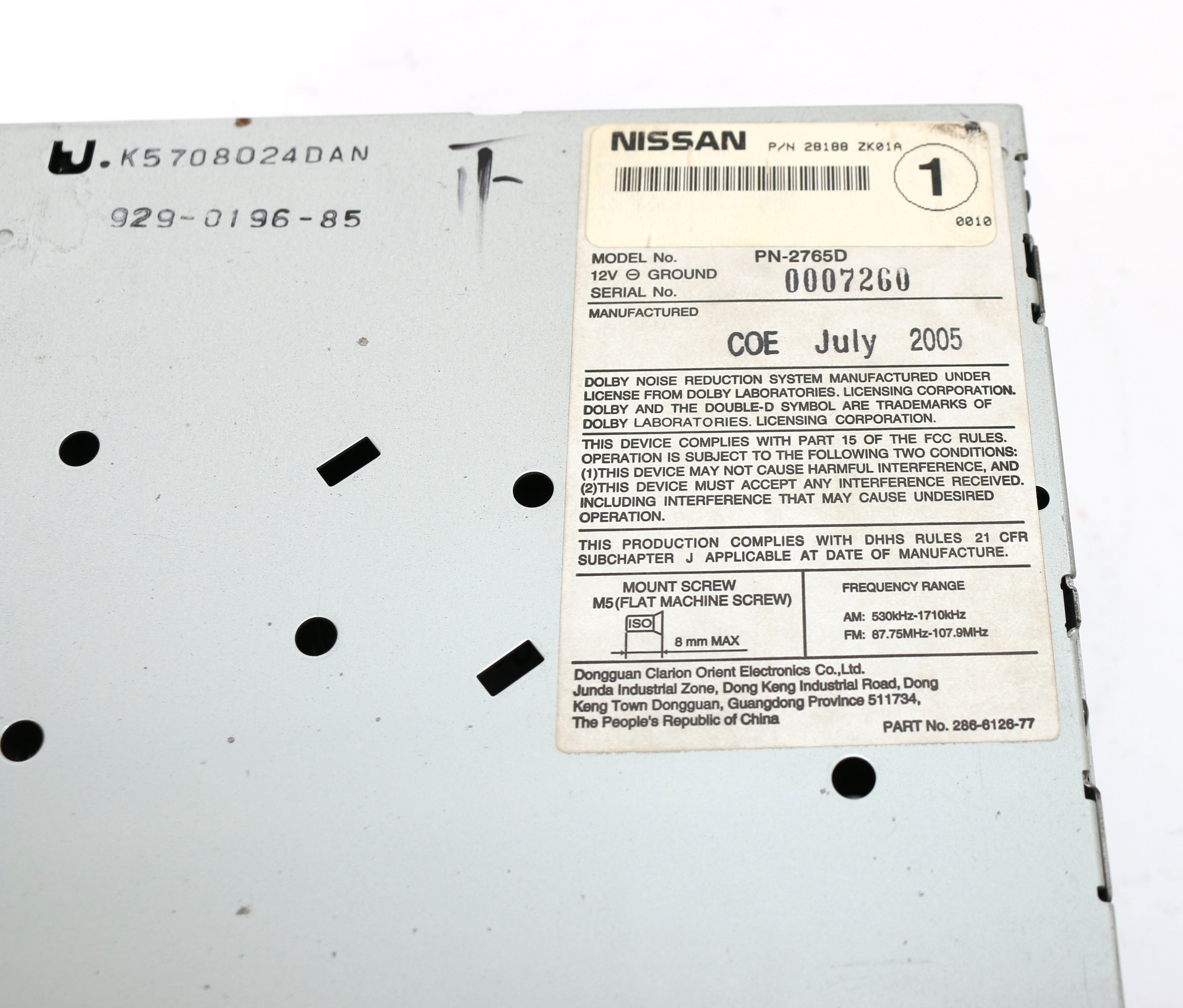 Restored Nissan 2006 Maxima AM FM Radio Cassette 6 CD Face CR13B 28188ZK01A (Refurbished)