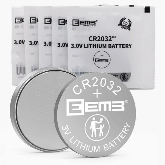 EEMB 5PACK CR2032 Battery 3V Lithium Battery Button Coin Cell Batteries 2032 Battery DL2032, ECR2032, LM2032 for Remotes Watches Calculators Door Chimes Medical Devices Computer Motherboards Key Fobs