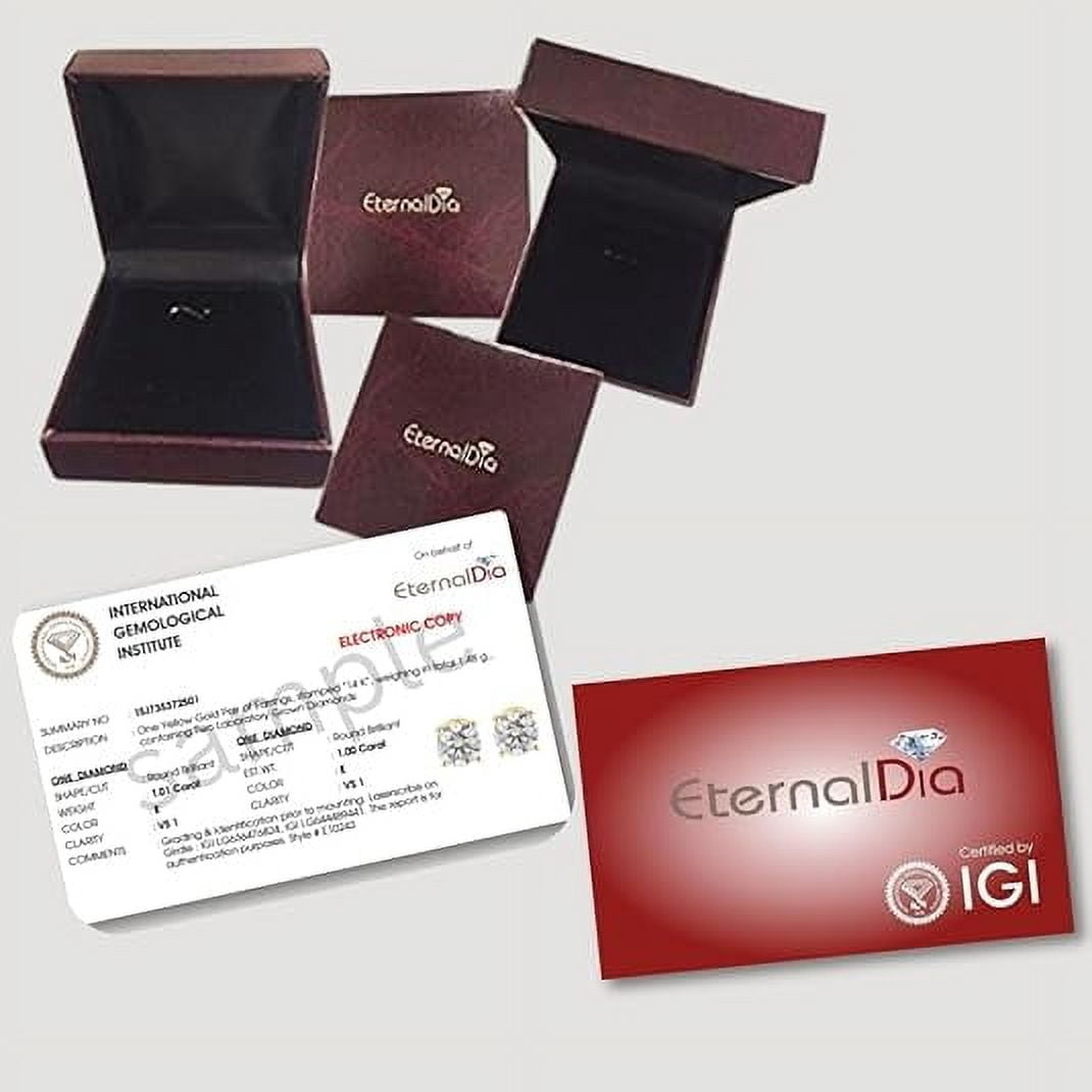 Eternaldia IGI Certified Lab Grown Diamond Solitaire Stud Earrings with 14k Gold/Diamond Stud Earrings for Women with Screw back post/Diamond Color-F, Clarity VS1-VS2 (White Gold 0.50Ct)