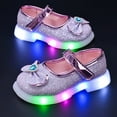 thumbnail image 5 of Quealent Light Up Toddler Little Girls Dress Ballet Mary Jane Bow Flat Shoes Purple for Size 10, 5 of 9