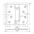 thumbnail image 2 of Deltana DSH4SR5USPW-LH 4" X 4" Ball Bearing 5/8" Radius Corner, Square Corner Spring Hinge, 2 of 2
