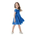 thumbnail image 4 of mgoYE Flower Girl Dress Girl's Peter Pan Collar Dress Short Sleeve Casual Flare Skater Dresses(Blue,11-12 Years), 4 of 8