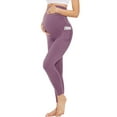 thumbnail image 2 of Deago Women's Maternity Workout Leggings Over The Belly Pregnancy Yoga Pants with Pockets Soft Activewear Work Pants (Purple, S), 2 of 8