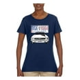 thumbnail image 2 of Wild Bobby, Ford Mustang Country USA 1964 Vintage American License Plate, Cars and Trucks, Women Graphic Tee, Navy, Medium, 2 of 4