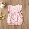 thumbnail image 4 of Douhoow 0-24M Baby Girl Romper Summer Newborn Round Neck Flying Sleeve Cartoon Print Jumpsuit, 4 of 9