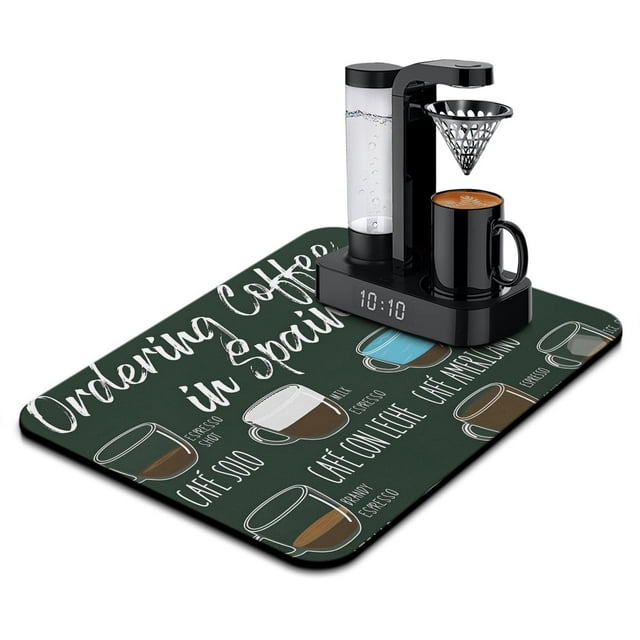 Time-Saving 18x24 Inch Coffee Mat for Countertops: Stain-Hiding, Rubber-Backed for a Secure Grip - Absorbent Accessory for Under Coffee Maker Machines, Perfect Dish Drying Mat