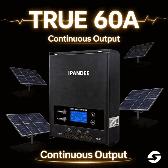 60A MPPT Solar Charge Controller 12V/24V/36V/48V Auto, 200V Max PV Input, LCD Display Solar Panel Charge Controllers Regulator for Home/off-Grid/Cabin/RV Energy Systems,Lead-Acid/Lithium Batteries