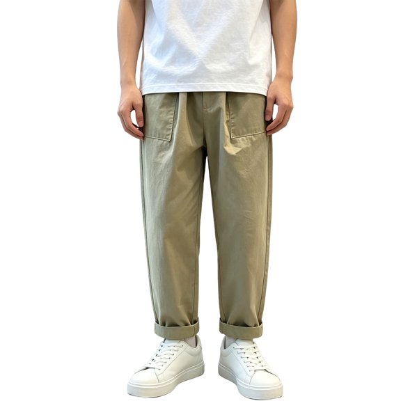 Ixbnca Long Pants for Boys Trendy Elastic High Waist Active Pants Casual Solid Color Hiking Trousers with Pockets