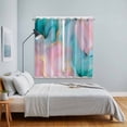 thumbnail image 4 of Teal Pink Marble Kitchen Curtains 84 Inch Length, Abstract Ink Painting Modern Luxury Grommet Top Bedroom Living Room Curtains, Light Filtering Cafe Curtain Drapes 2 Panels Set 104''x84'', 4 of 9