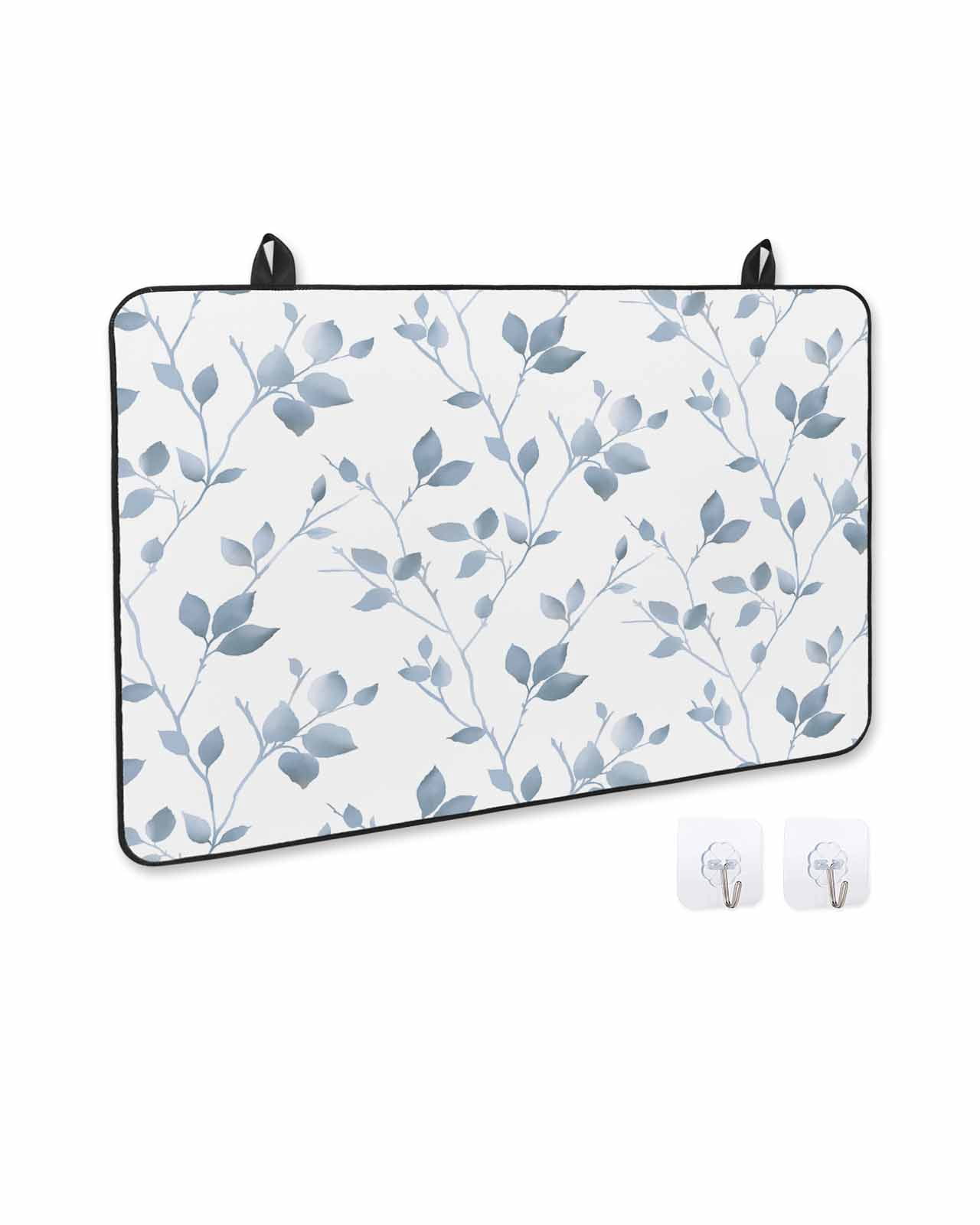 nqOlkjepod Large Induction Cooktop Protector Mat 24"x21", Blue Branches Leaves Stove Top Covers for Electric Stove, Spring Botanical Pastoral Stove Burner Cover Mats, Glass Top Stove Cover