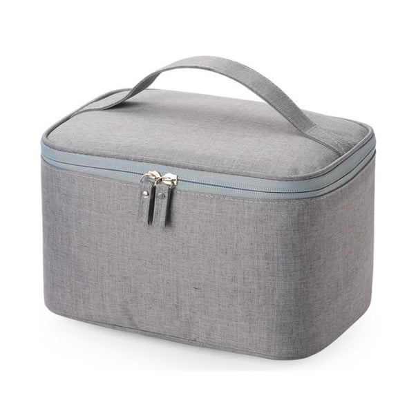 OULII Portable Grey Makeup Bag for Travel, Daily Use, Cosmetic Storage Organizer with Design