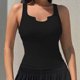 thumbnail image 4 of Ropa interior térmica Tops Moda para mujer Camiseta lisa Blusa sin mangas Cuello en V Camisetas sin mangas casuales Cami Blusa de poliéster para mujer, 4 of 6