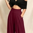 thumbnail image 6 of BRELIL Women Plus Size Wide Leg High Waisted Flowy Trousers with Pockets Casual Loose Long Palazzo Pants Baggy Dressy Fall Winter Outfits, Wine 3XL, 6 of 6