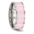 thumbnail image 3 of Ladies Pink Ceramic and Stainless Steel 7.5mm Polished Band Ring, 3 of 6