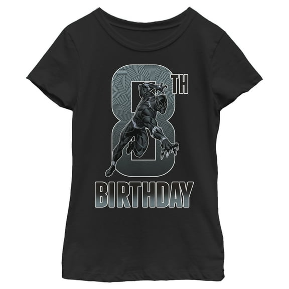 Girl's Marvel Black Panther Action Pose 8th Birthday  Graphic Tee Black Large